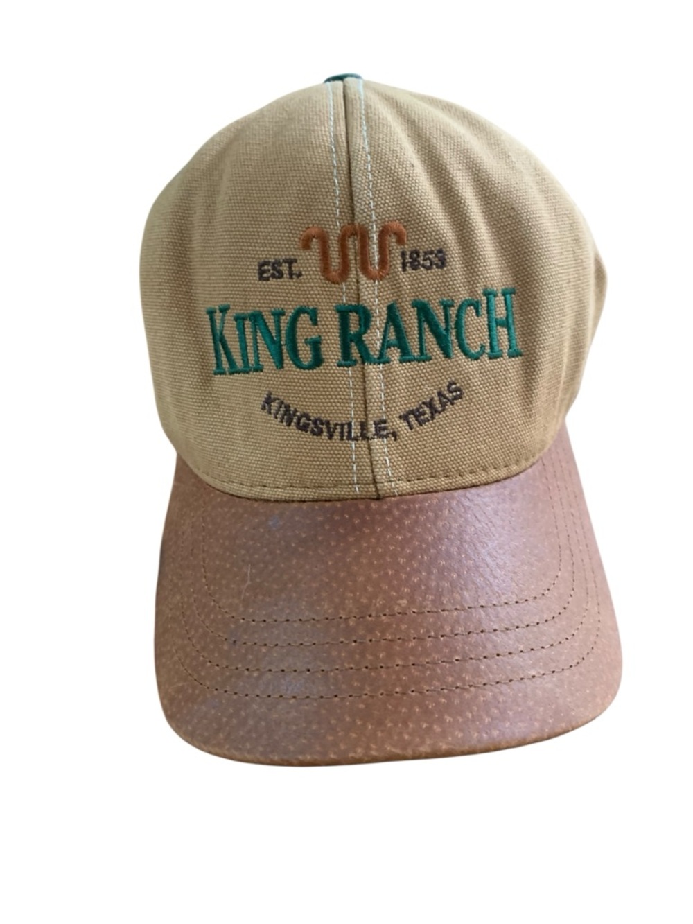 Authentic King Ranch Embroidered Logo Cap in Tan and Brown